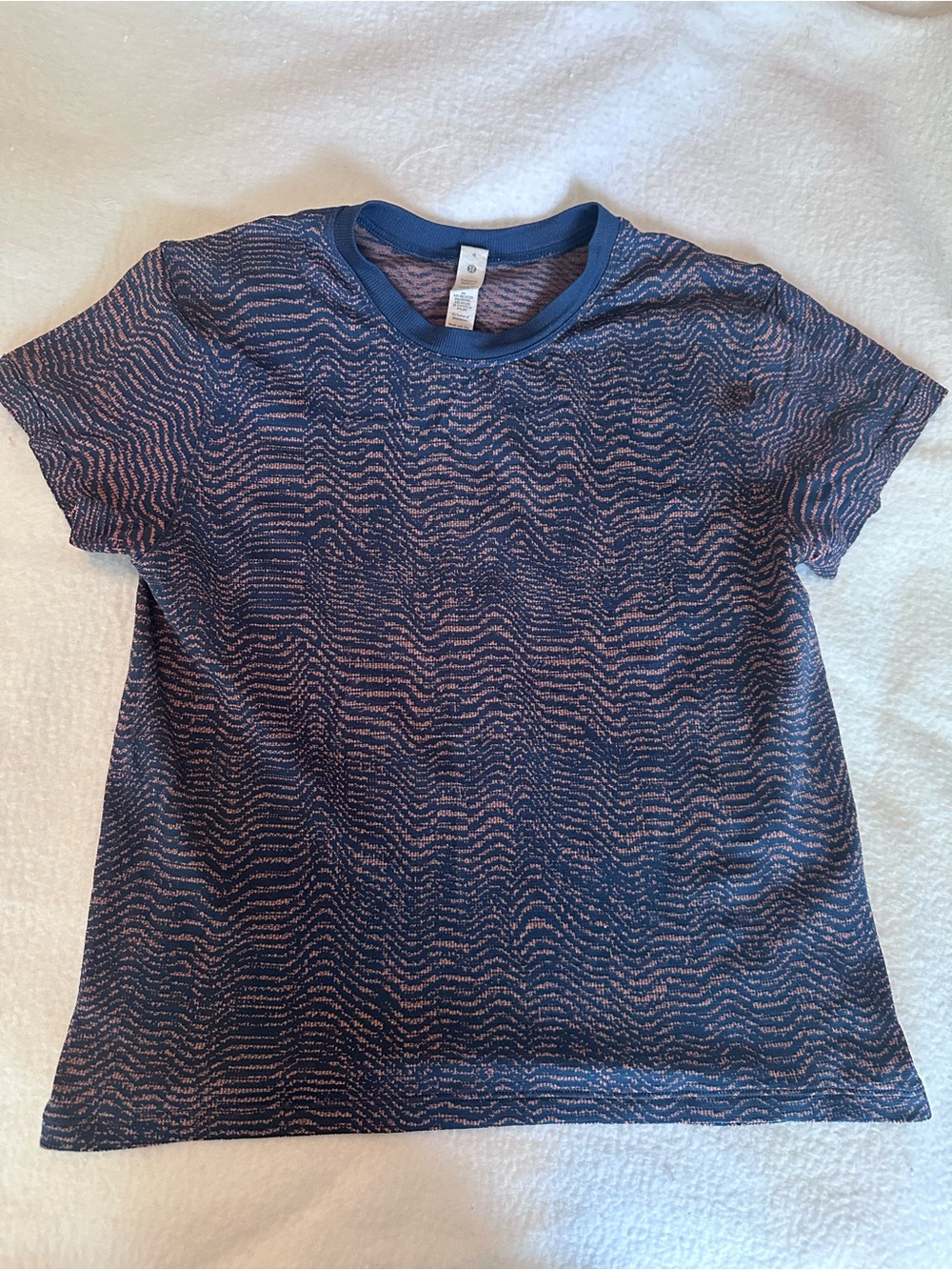 lululemon athletica Navy Tee with Pink Wave Pattern